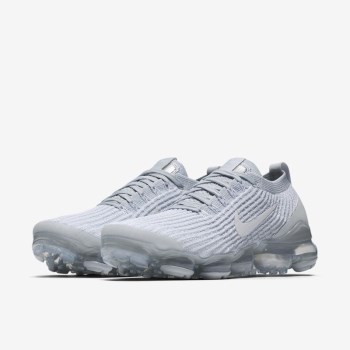 Nike Air VaporMax Flyknit 3 - Női Utcai Cipő - Fehér/Platina/Metal Titán/Fehér